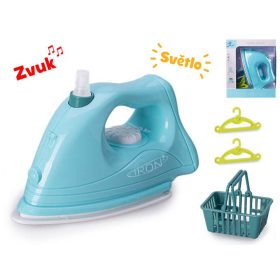   Műanyag vasaló kiegészítőkkel, fénnyel és hanggal 16cm kék