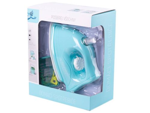 Műanyag vasaló kiegészítőkkel, fénnyel és hanggal 16cm kék