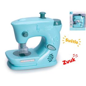 Műanyag varrógép fénnyel és hanggal 16cm kék