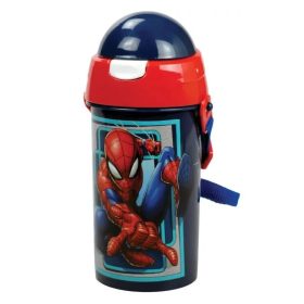 Pókember műanyag szívószálas kulacs akasztóval 500 ml 